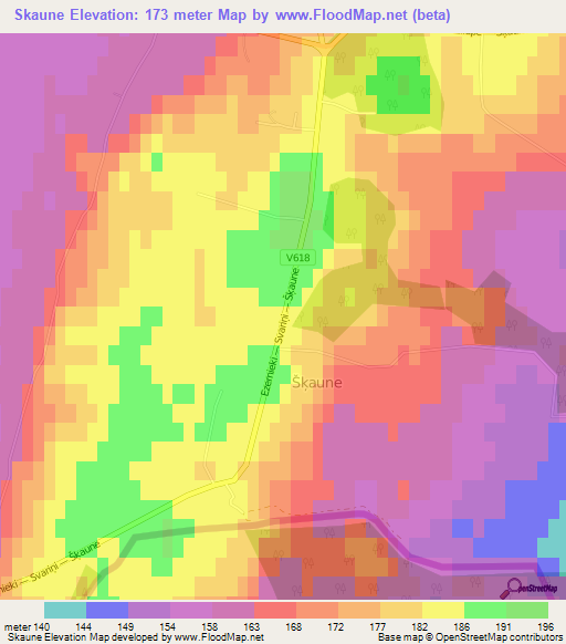 Skaune,Latvia Elevation Map