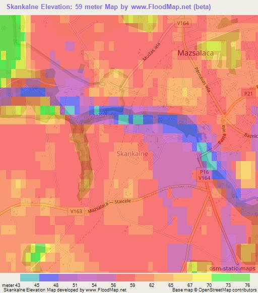 Skankalne,Latvia Elevation Map