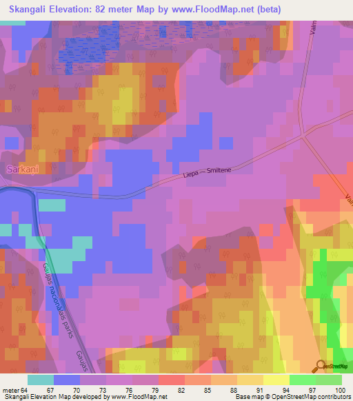 Skangali,Latvia Elevation Map