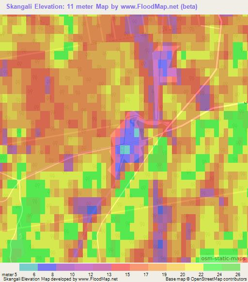 Skangali,Latvia Elevation Map