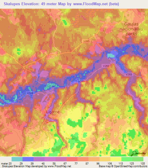 Skalupes,Latvia Elevation Map