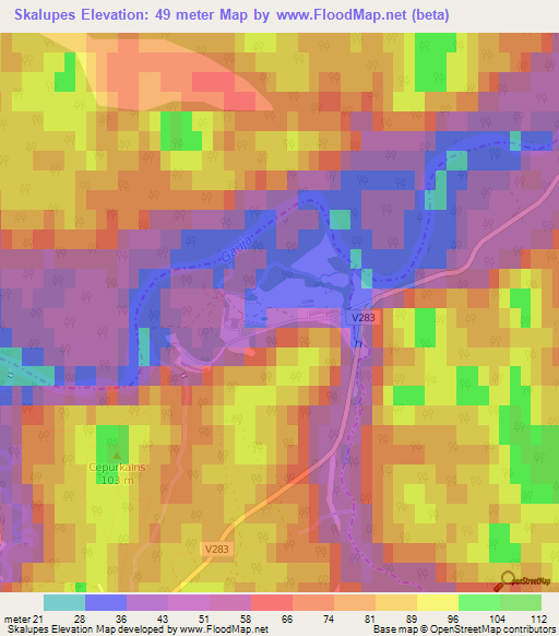 Skalupes,Latvia Elevation Map