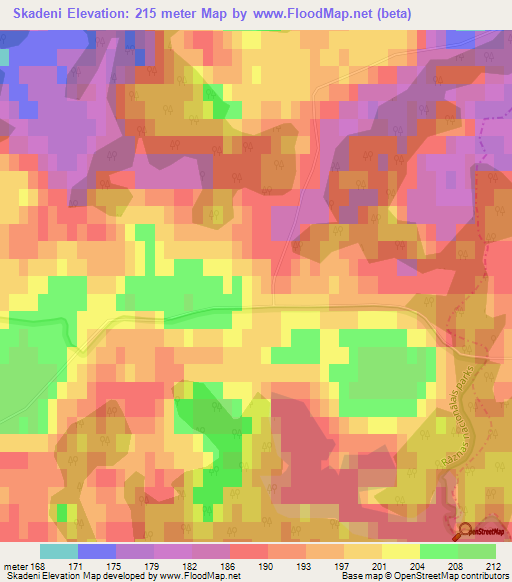 Skadeni,Latvia Elevation Map