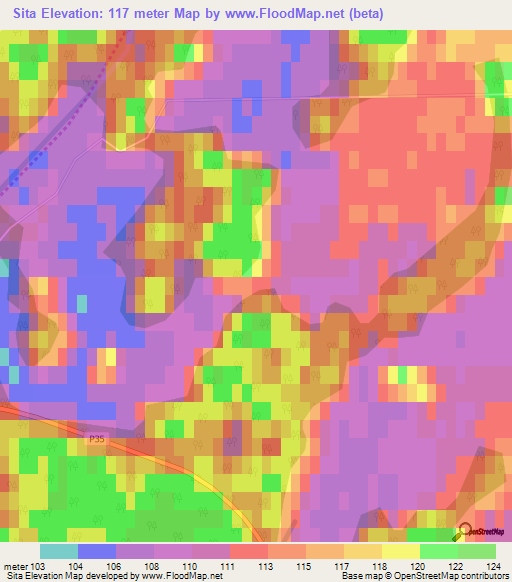 Sita,Latvia Elevation Map