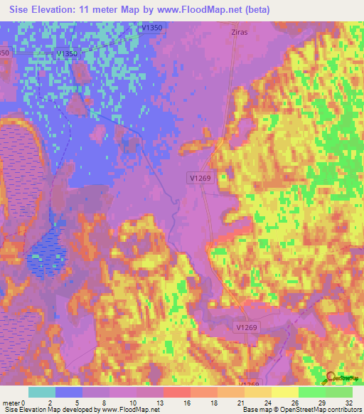 Sise,Latvia Elevation Map