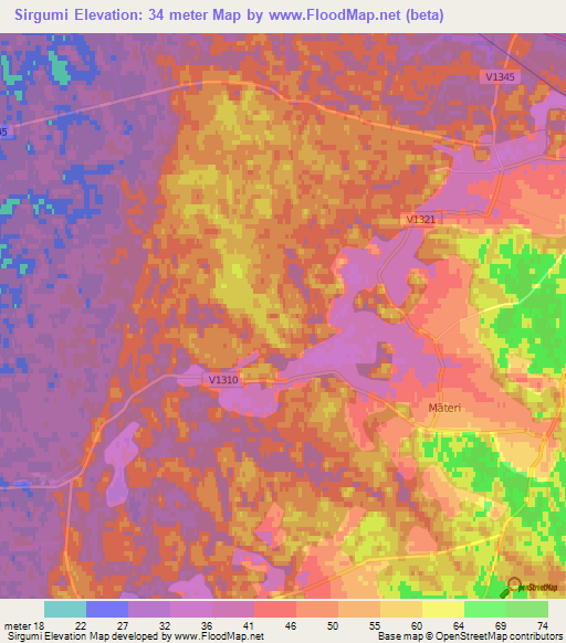 Sirgumi,Latvia Elevation Map