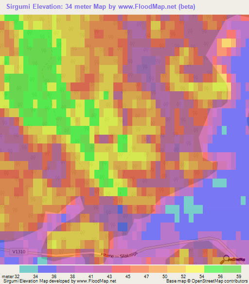 Sirgumi,Latvia Elevation Map