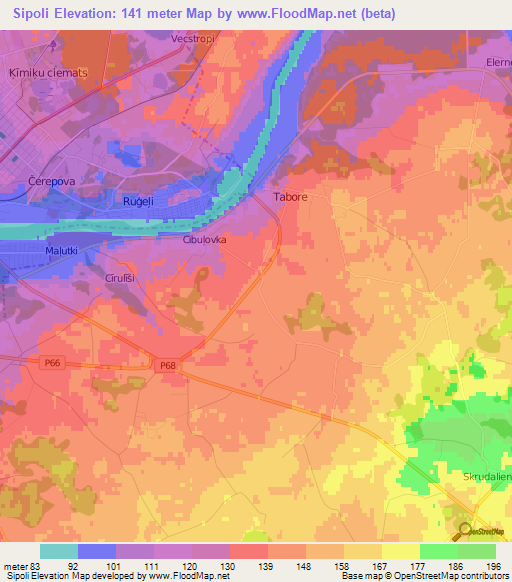 Sipoli,Latvia Elevation Map