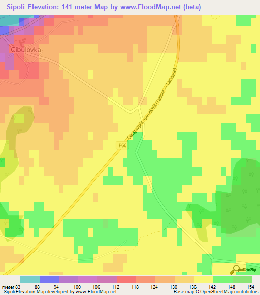 Sipoli,Latvia Elevation Map