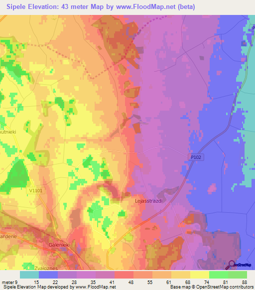 Sipele,Latvia Elevation Map