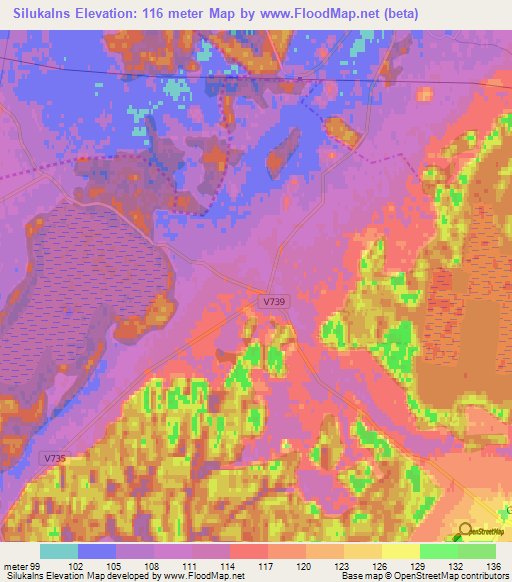 Silukalns,Latvia Elevation Map