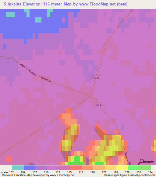 Silukalns,Latvia Elevation Map