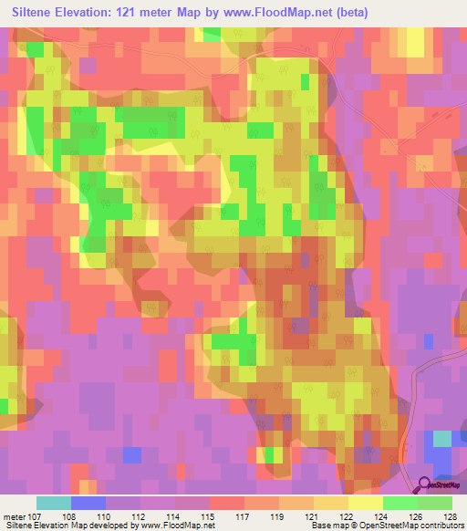 Siltene,Latvia Elevation Map