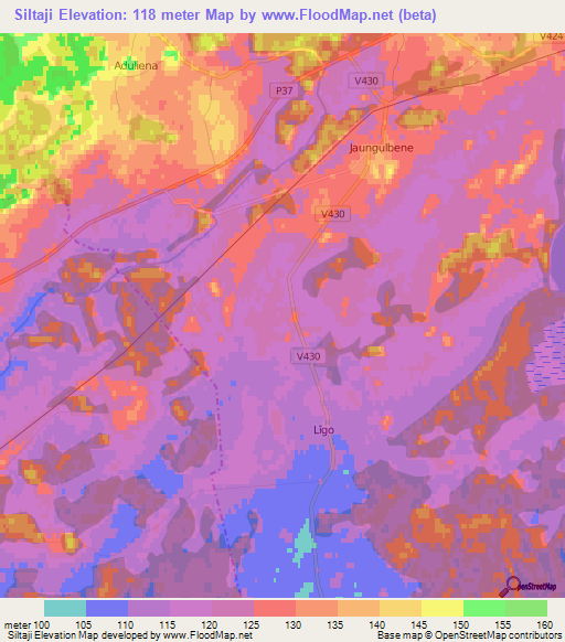 Siltaji,Latvia Elevation Map