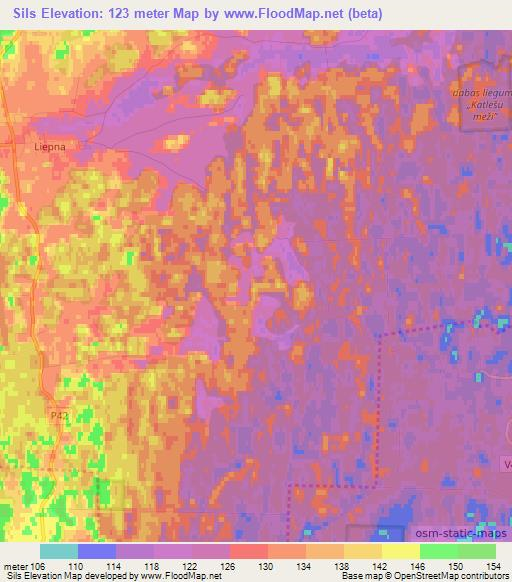 Sils,Latvia Elevation Map