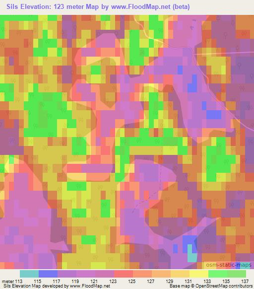 Sils,Latvia Elevation Map