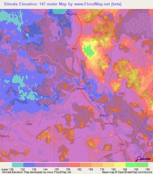 Silmala,Latvia Elevation Map