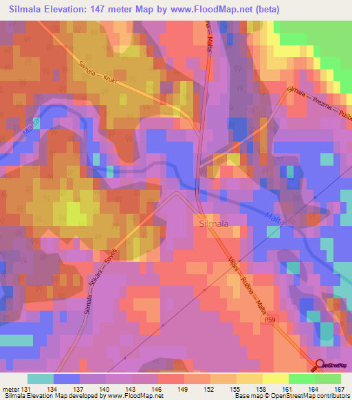 Silmala,Latvia Elevation Map