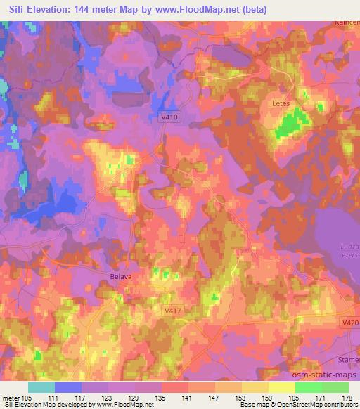 Sili,Latvia Elevation Map