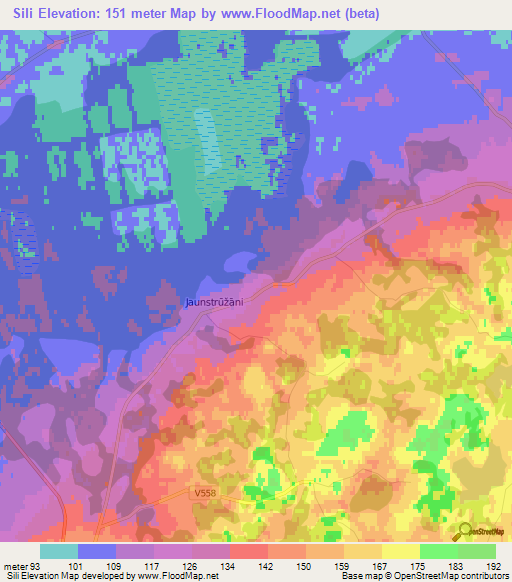 Sili,Latvia Elevation Map