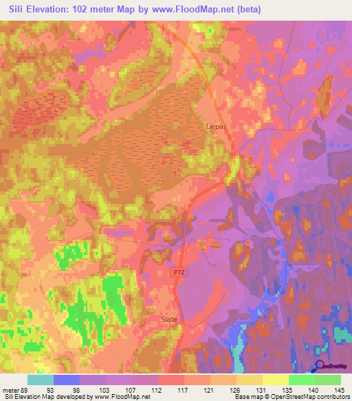 Sili,Latvia Elevation Map