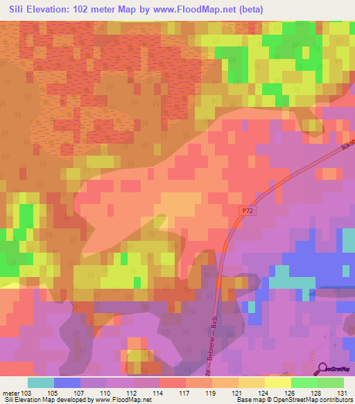 Sili,Latvia Elevation Map