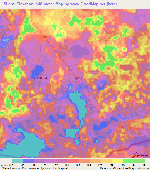 Silene,Latvia Elevation Map