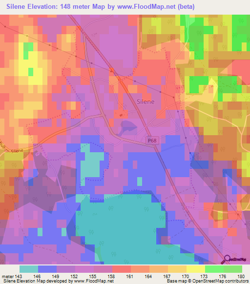 Silene,Latvia Elevation Map