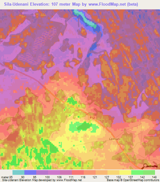 Sila-Udenani,Latvia Elevation Map