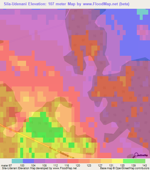 Sila-Udenani,Latvia Elevation Map