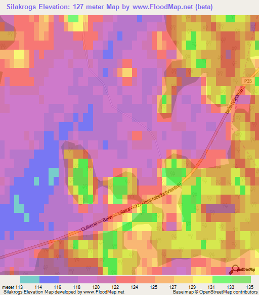 Silakrogs,Latvia Elevation Map