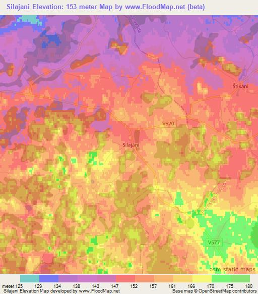 Silajani,Latvia Elevation Map