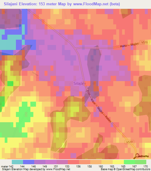 Silajani,Latvia Elevation Map