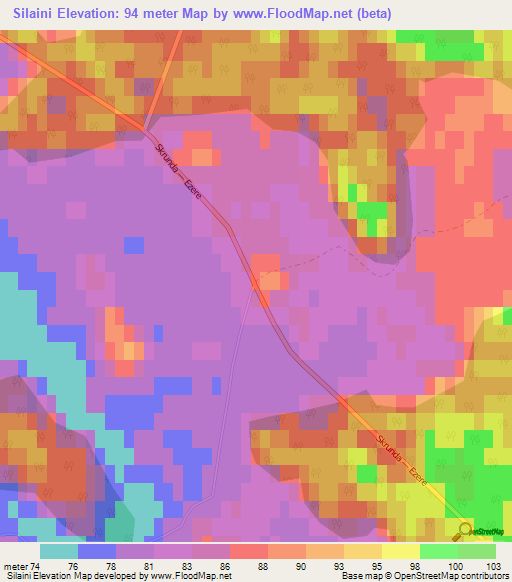 Silaini,Latvia Elevation Map