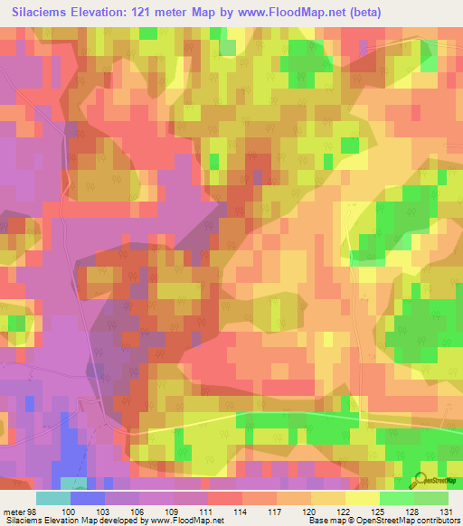 Silaciems,Latvia Elevation Map