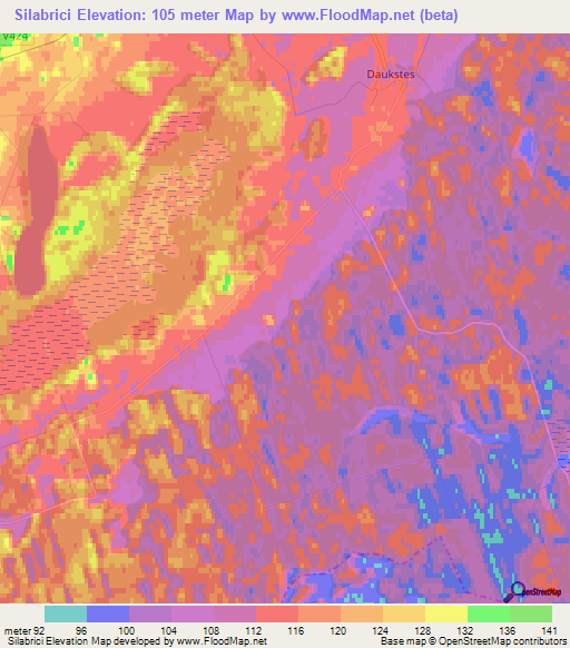 Silabrici,Latvia Elevation Map