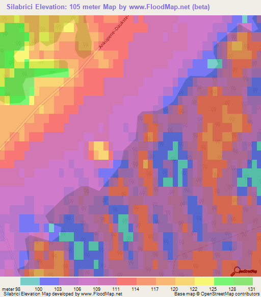 Silabrici,Latvia Elevation Map