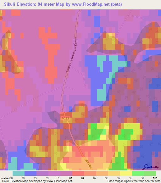 Sikuli,Latvia Elevation Map