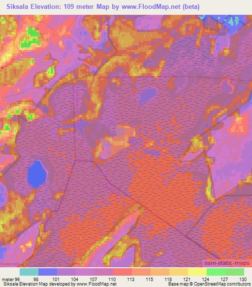 Siksala,Latvia Elevation Map