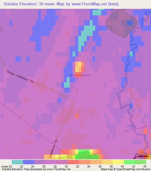 Sidrabe,Latvia Elevation Map