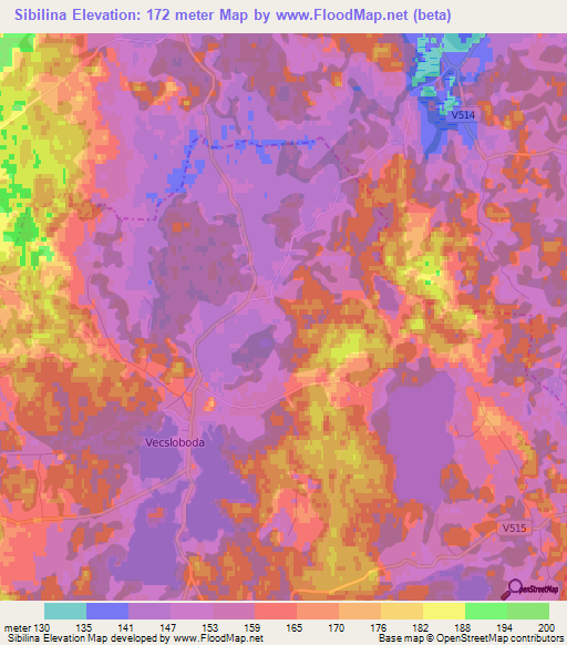 Sibilina,Latvia Elevation Map