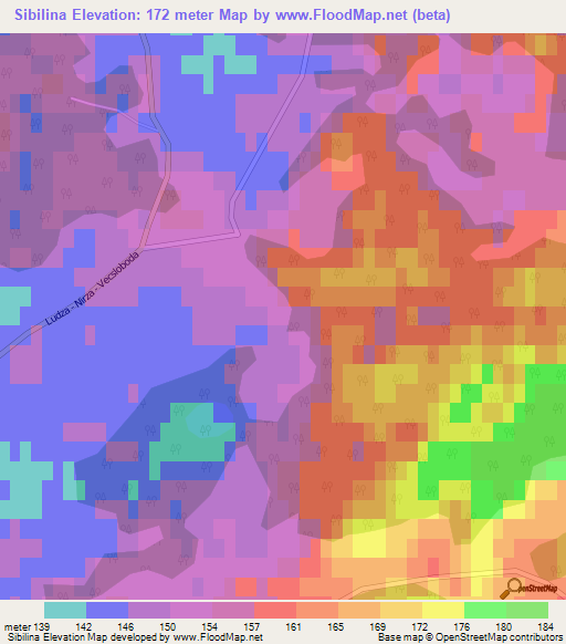 Sibilina,Latvia Elevation Map