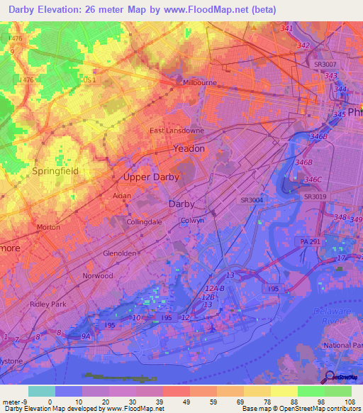 Darby,US Elevation Map