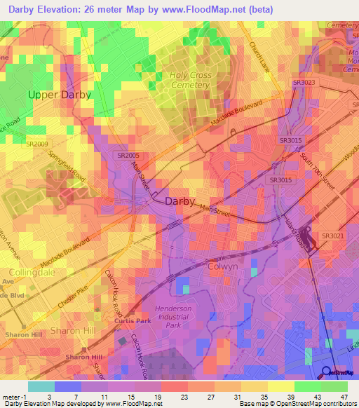 Darby,US Elevation Map