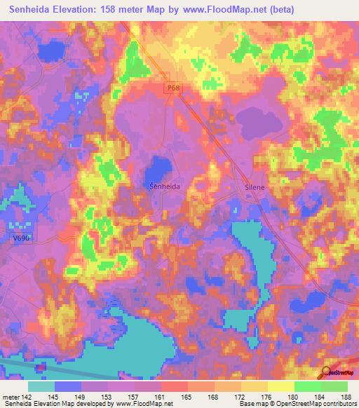 Senheida,Latvia Elevation Map