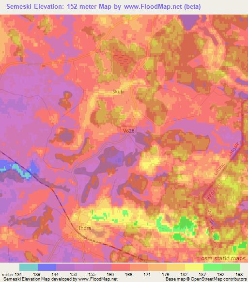 Semeski,Latvia Elevation Map