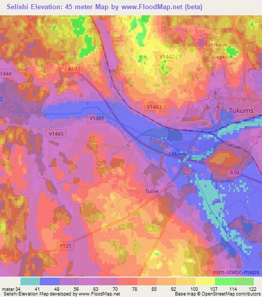 Selishi,Latvia Elevation Map