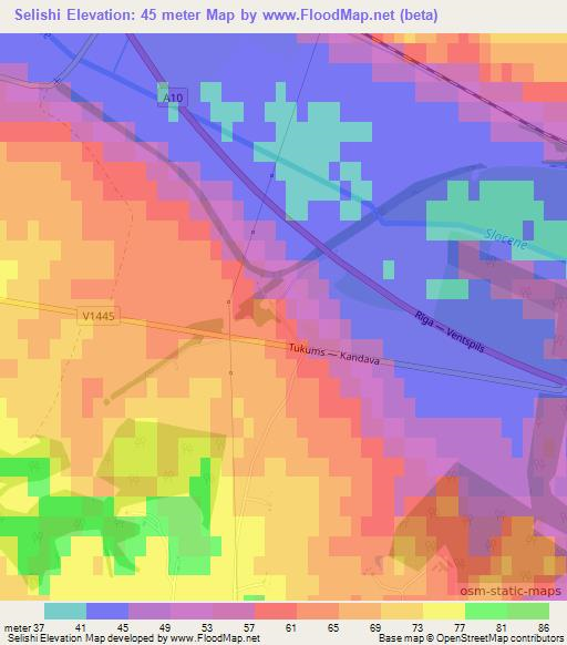 Selishi,Latvia Elevation Map