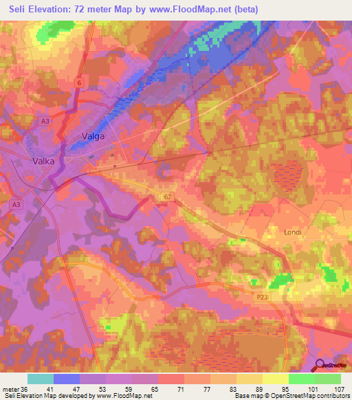 Seli,Latvia Elevation Map