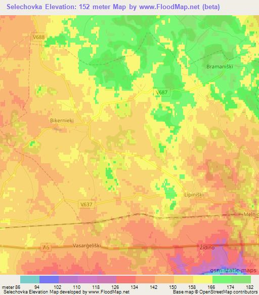 Selechovka,Latvia Elevation Map